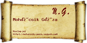 Mohácsik Géza névjegykártya